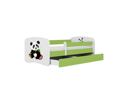Cama 180 x 80 cm Kocot Kids com gaveta e colchão BabyDreams Panda 2 Green