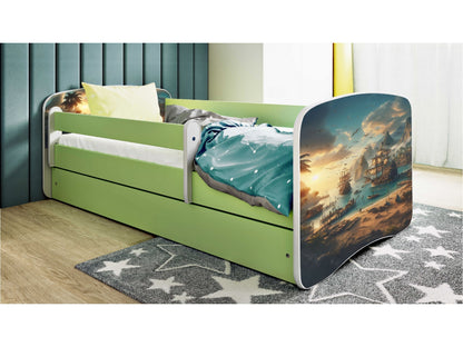 Cama 160 x 80 cm Kocot Kids com gaveta BabyDreams Ship Green