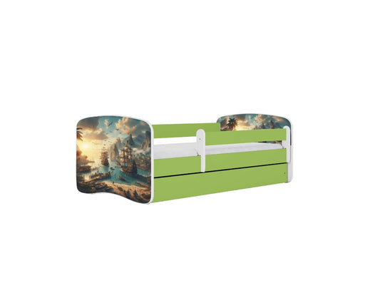 Cama 180 x 80 cm Kocot Kids com gaveta e colchão BabyDreams Ship Green