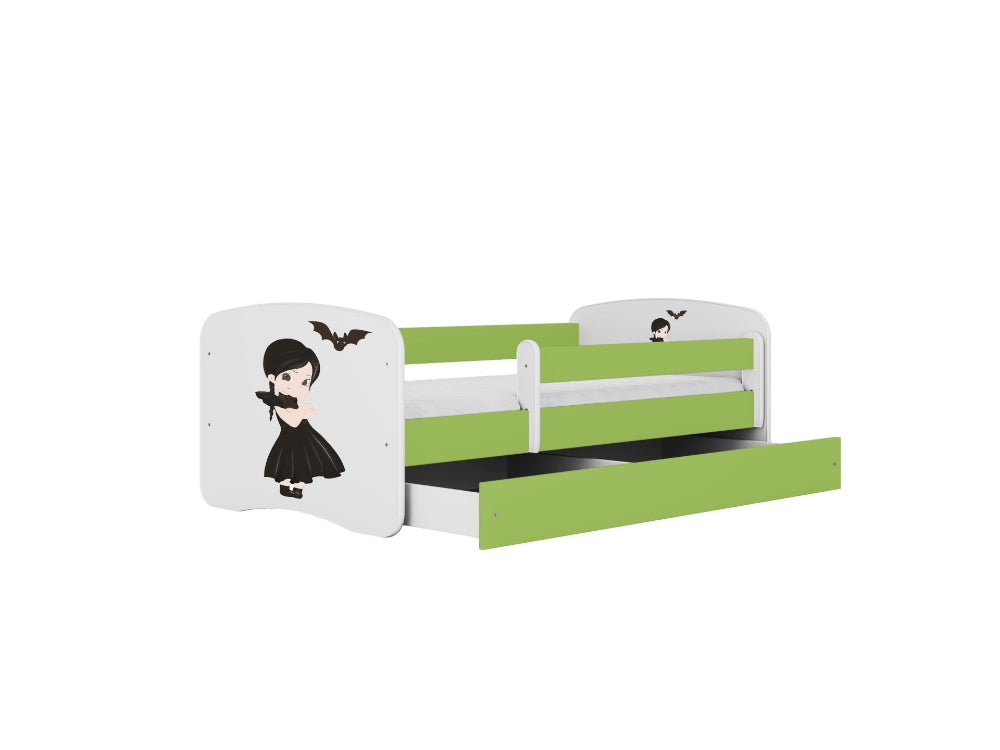 Cama 180 x 80 cm Kocot Kids com gaveta e colchão BabyDreams Wednesday Green