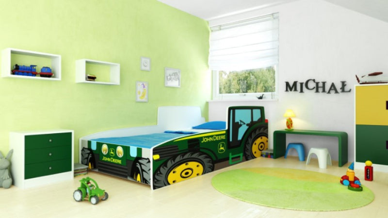 Cama de criança com colchão e estrado incluídos 140 x 70 Kobi Tractor Green