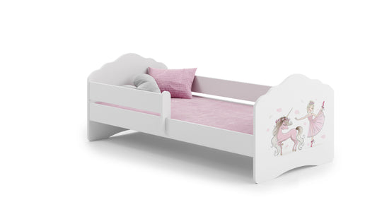 Cama de criança 140 x 70 colchão e estrado incluídos Kobi Wave Girl with a unicorn