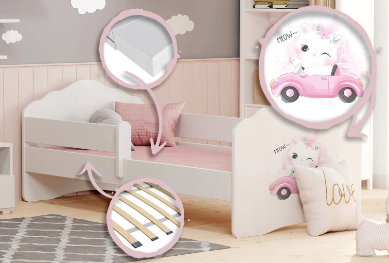 Cama de criança 160 x 80 colchão e estrado incluídos Kobi Wave Cat