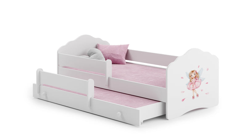 Cama dupla 160 x 80 com colchões e estrados incluídos Kobi Wave Girl with wings