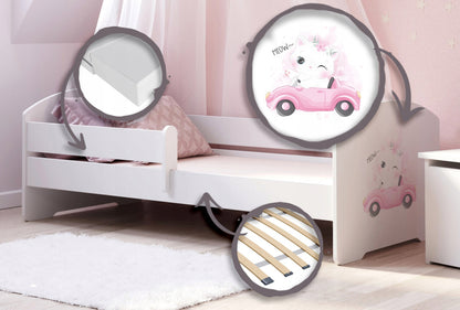 Cama de criança 160 x 80 colchão e estrado incluídos Kobi Luk Cat
