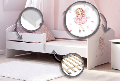Cama de criança 160 x 80 colchão e estrado incluídos Kobi Luk Girl with wings