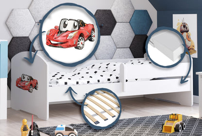 Cama de criança 140 x 70 colchão e estrado incluídos Kobi Luk Racing car