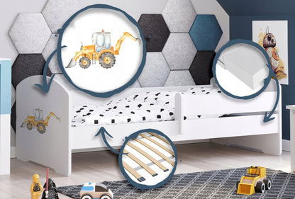 Cama de criança 160 x 80 colchão e estrado incluídos Kobi Luk Excavator