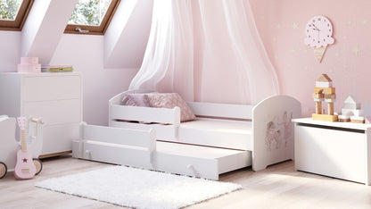 Cama dupla 160 x 80 com colchões e estrados incluídos Kobi Luk Girl with unicorn