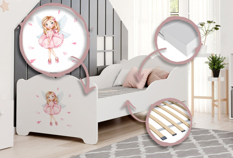 Cama de criança 140 x 70 com colchão e estrado incluídos Kobi Anna Girl with Wings