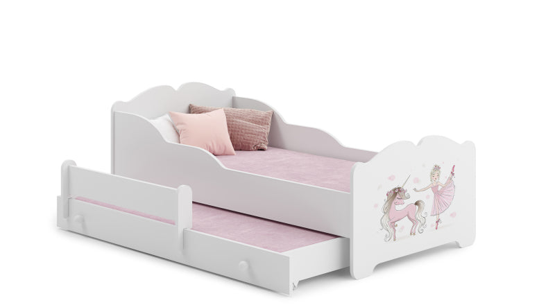 Cama dupla 160 x 80 com colchões e estrados incluídos Kobi Anna Girl with unicorn