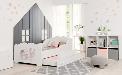 Cama dupla 160 x 80 com colchões e estrados incluídos Kobi Anna Girl with unicorn