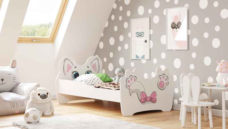 Cama de criança com colchão e estrado incluídos 140 x 70 Kobi Pink Cat