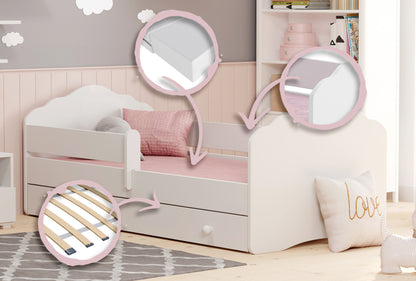 Cama de criança 140 x 70 com gaveta, colchão e estrado incluídos Kobi Wave