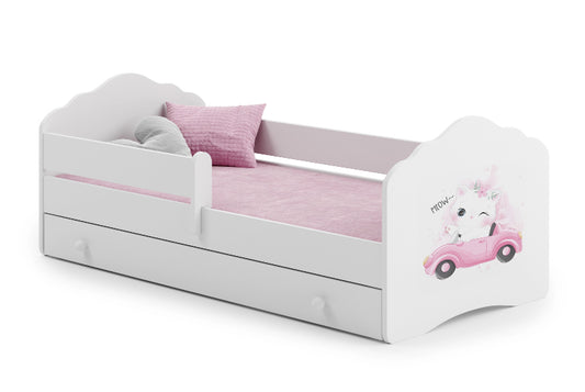 Cama de criança 140 x 70 com gaveta, colchão e estrado incluídos Kobi Wave Cat