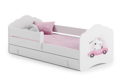 Cama de criança 160 x 80 com gaveta, colchão e estrado incluídos Kobi Wave Cat