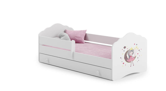 Cama de criança 140 x 70 com gaveta, colchão e estrado incluídos Kobi Wave Sleeping Princess