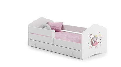 Cama de criança 160 x 80 com gaveta, colchão e estrado incluídos Kobi Wave Sleeping Princess