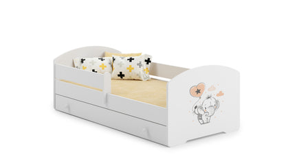 Cama de criança 140 x 70 com gaveta, colchão e estrado incluídos Kobi Luk Elephant