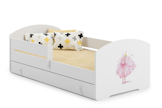 Cama de criança 140 x 70 com gaveta, colchão e estrado incluídos Kobi Luk Princess in a Crown