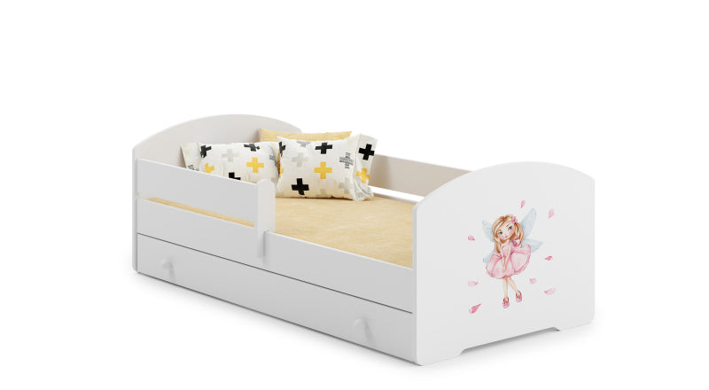 Cama de criança 140 x 70 com gaveta, colchão e estrado incluídos Kobi Luk Girl with wings