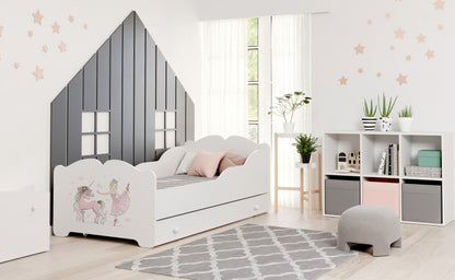 Cama de criança 160 x 80 com gaveta, colchão e estrado incluídos Kobi Anna Girl with a unicorn