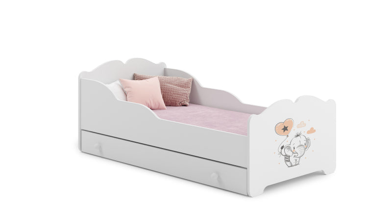 Cama de criança 160 x 80 com gaveta, colchão e estrado incluídos Kobi Anna Elephant