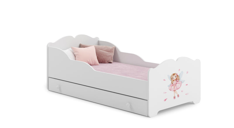 Cama de criança 140 x 70 com gaveta, colchão e estrado incluídos Kobi Anna Girl with Wings