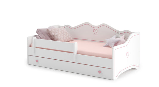 Cama de criança 160 x 80 com gaveta, colchão e estrado incluídos Kobi Emma Pink