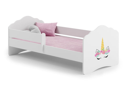 Cama de criança 140 x 70 colchão e estrado incluídos Kobi Wave Unicorn horn