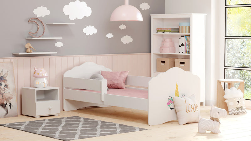 Cama de criança 160 x 80 colchão e estrado incluídos Kobi Wave Unicorn horn