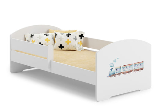 Cama de criança 140 x 70 colchão e estrado incluídos Kobi Luk Train