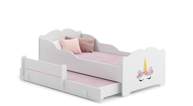 Cama dupla 160 x 80 com colchões e estrados incluídos Kobi Anna Unicorn Horn