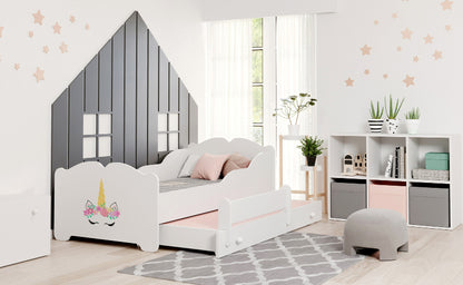 Cama dupla 160 x 80 com colchões e estrados incluídos Kobi Anna Unicorn Horn