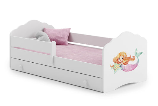 Cama de criança 140 x 70 com gaveta, colchão e estrado incluídos Kobi Wave Mermaid