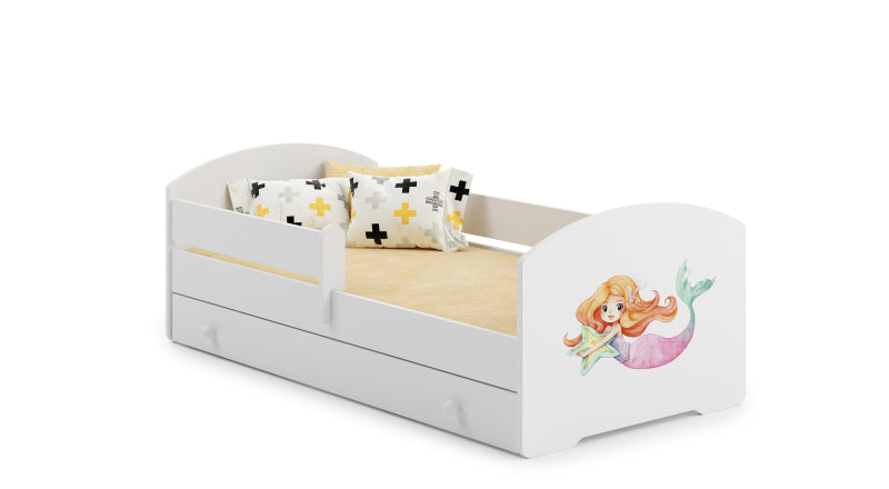 Cama de criança 140 x 70 com gaveta, colchão e estrado incluídos Kobi Luk Mermaid