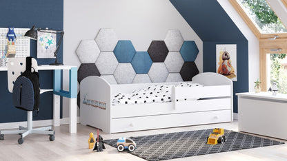 Cama de criança 140 x 70 com gaveta, colchão e estrado incluídos Kobi Luk Train