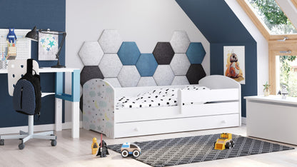 Cama de criança 140 x 70 com gaveta, colchão e estrado incluídos Kobi Luk Stars