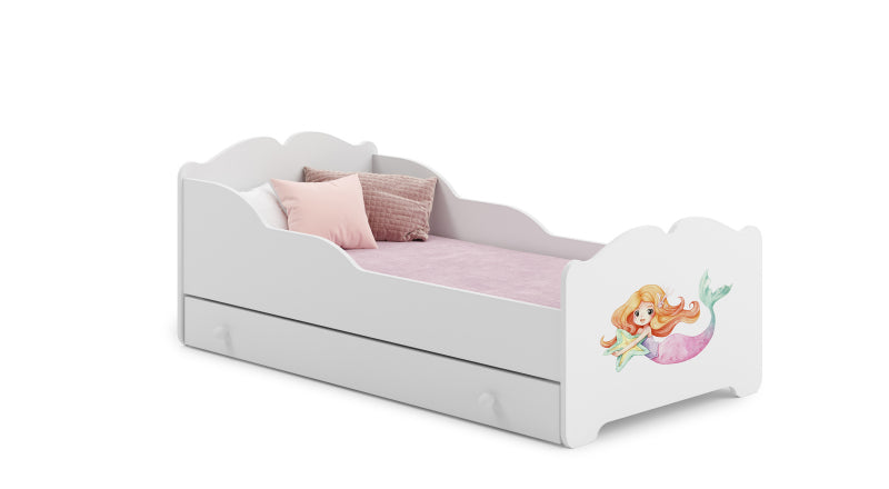 Cama de criança 140 x 70 com gaveta, colchão e estrado incluídos Kobi Anna Mermaid