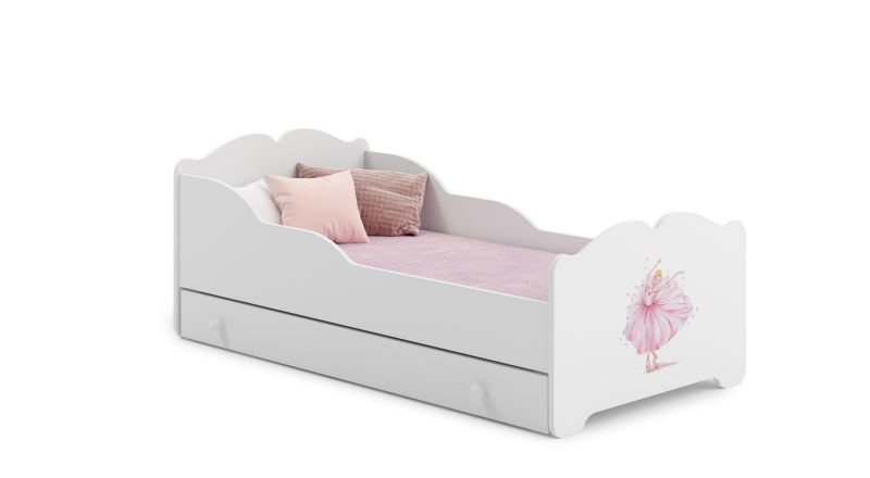 Cama de criança 140 x 70 com gaveta, colchão e estrado incluídos Kobi Anna Princess in a Crown