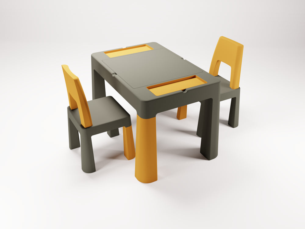 Conjunto Mesa e cadeiras B.Active Multifun Graphite/mostarda