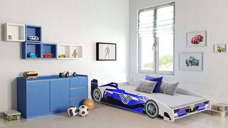 Cama de criança 160 x 80 cm com colchão e estrado incluídos Kobi Formula Azul