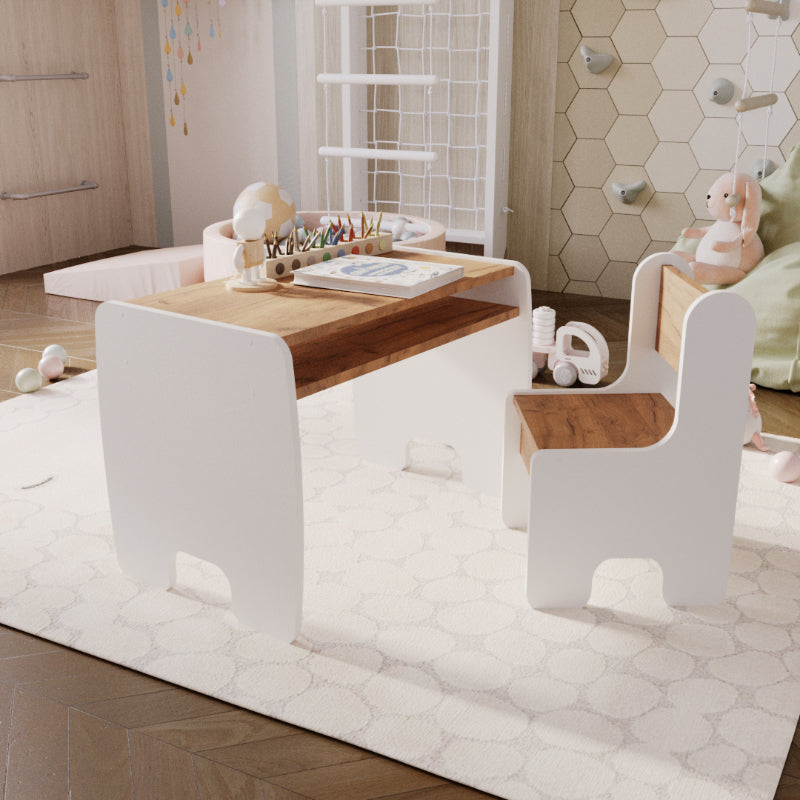 Conjunto de mesa e cadeira Kobi Set White Oak