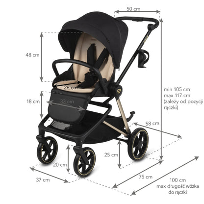 Carrinho de bebé Kidwell VELMONT Black/Beige