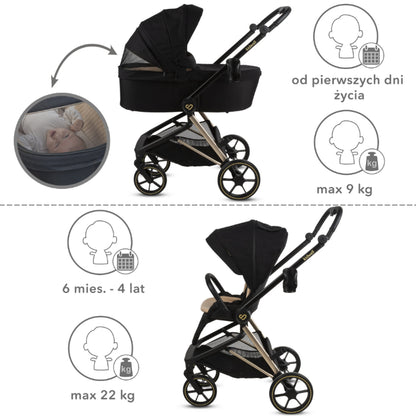 Carrinho de bebé Kidwell VELMONT Black/Beige