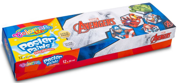 Caixa 12 Cores Pintura Colorino Disney Avengers