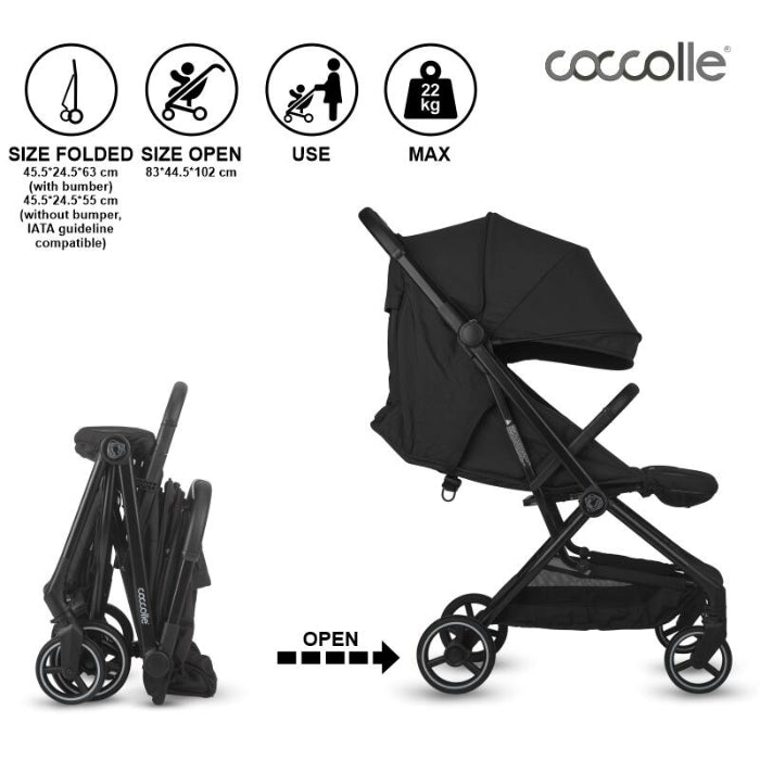 Carrinho de passeio auto-dobrável Coccolle Sierra Diamond Black