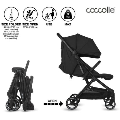 Carrinho de passeio auto-dobrável Coccolle Sierra Diamond Black