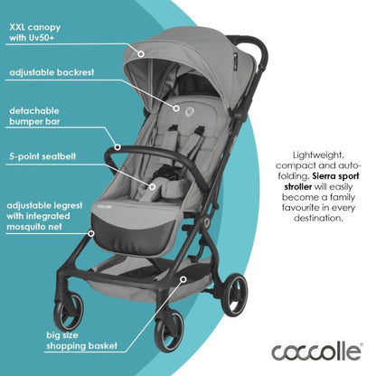Carrinho de passeio auto-dobrável Coccolle Sierra Greystone