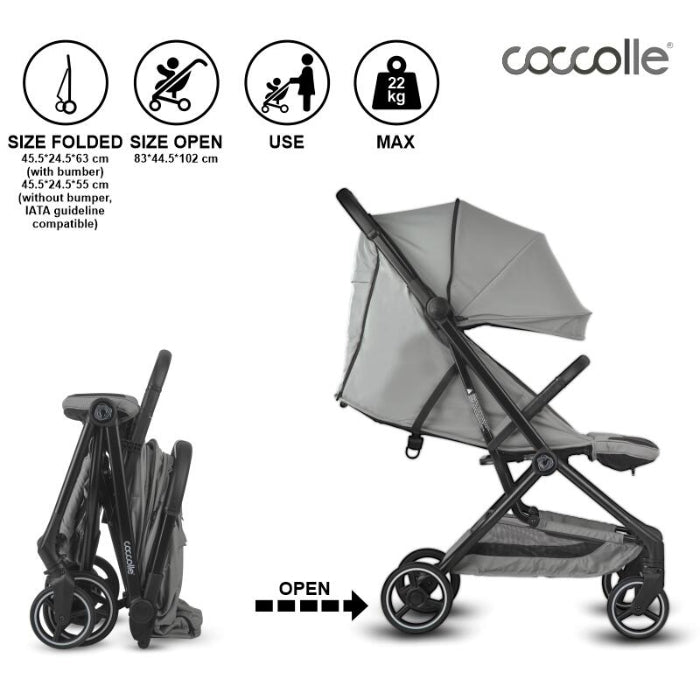 Carrinho de passeio auto-dobrável Coccolle Sierra Greystone